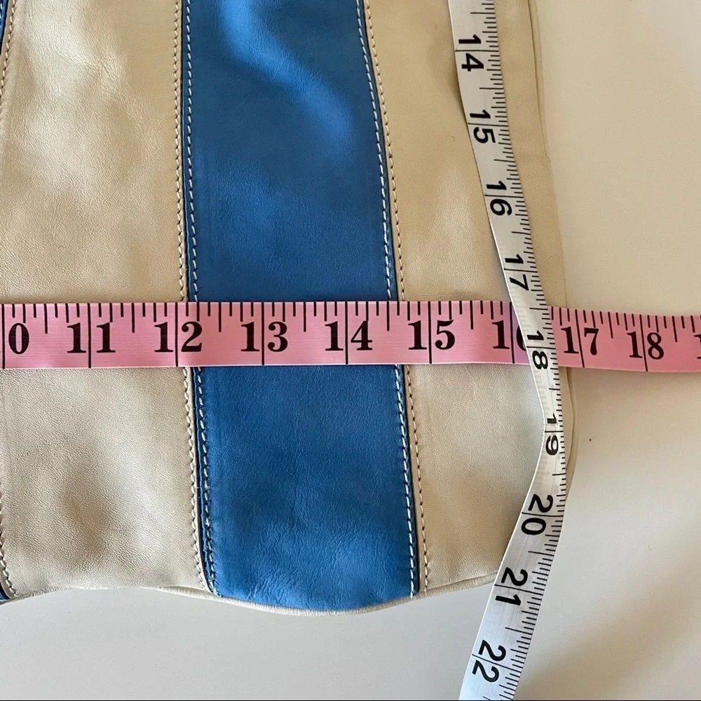 Varriale Leather Handbag Crossbody Bag Blue Ivory
